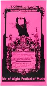 BOB DYLAN, THE WHO 1969 "ISLE OF WIGHT FESTIVAL OF MUSIC" CONCERT POSTER.