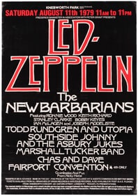 LED ZEPPELIN & THE NEW BARBARIANS KNEBWORTH FESTIVAL CONCERT POSTER.
