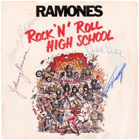 RAMONES - ROCK 'N' ROLL HIGH SCHOOL BAND-SIGNED 45.