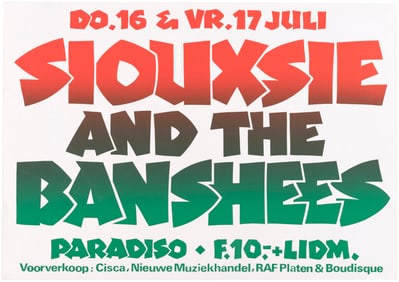 SIOUXSIE AND THE BANSHEES 1981 AMSTERDAM, HOLLAND CONCERT POSTER.