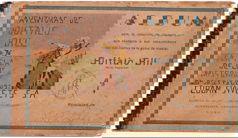 1930s RARE CUBAN ONLY ISSUE "ADVENTURES OF BUFFALO BILL" COMPLETE CARD ALBUM.