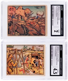 1938 GUM INC. HORRORS OF WAR PROMOTIONAL OVERPRINT & "LUCKY" STAMP BACK PRIZE CARDS (14) CGC GRADED.