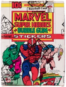 1976 TOPPS MARVEL SUPER HEROES STICKERS FULL WAX BOX BBCE CERTIFIED.