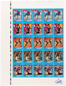 1992 IMPEL MARVEL AMAZING SPIDER-MAN 30th ANNIVERSARY SERIES PROMO CARDS UNCUT SHEET SIGNED BY STAN