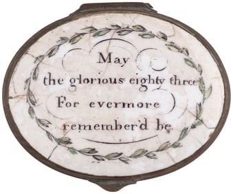 AMERICAN INDEPENDENCE TREATY OF PARIS C.1783 PINK BATTERSEA BOX.