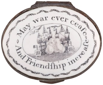 "MAY WAR EVER CEASE AND FRIENDSHIP INCREASE" BATTERSEA BOX.