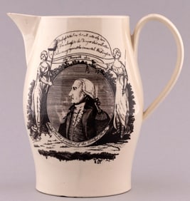 WASHINGTON "THE UNION OF THE TWO GREAT REPUBLICS" LIVERPOOL CREAMWARE JUG.