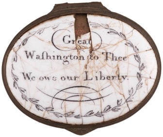 "GREAT WASHINGTON TO THEE WE OWE OUR LIBERTY" BATTERSEA BOX LID.