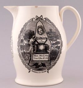 WASHINGTON: "ARMS OF THE UNITED STATES" LIVERPOOL CREAMWARE JUG.