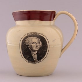 WASHINGTON, JEFFERSON & "GOVERNOR CLINTON" PORTRAIT PITCHER.