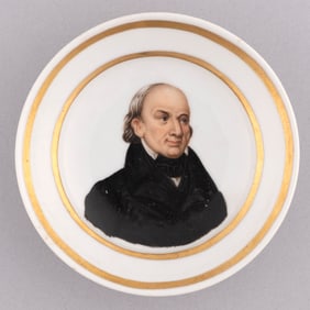 "JOHN Q. ADAMS" EXCEPTIONAL FRENCH PORCELAIN HAND PAINTED PORTRAIT PLATE.