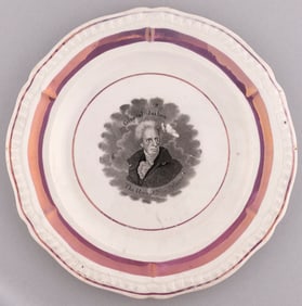 "GENERAL JACKSON HERO OF NEW ORLEANS" PINK LUSTER ACCENTED PLATE.