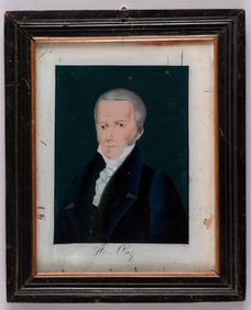 HENRY CLAY REVERSE PAINTED GLASS PORTRAIT.