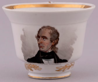 "JOHN TYLER" HAND PAINTED FRENCH PORCELAIN TEA CUP.