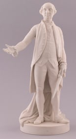 GEORGE WASHINGTON WITH SWORD STRIKING 1840s PARIAN FIGURE.