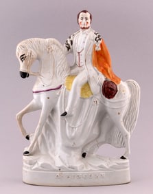 LINCOLN ON HORSEBACK CIVIL WAR ERA STAFFORDSHIRE FIGURINE.