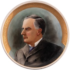 McKINLEY HANDSOME OVERSIZED HAND PAINTED PORTRAIT PLATE.