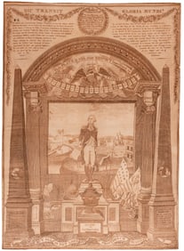 WASHINGTON C. 1819 MEMORIAL TEXTILE FEATURING STANDING PORTRAIT.