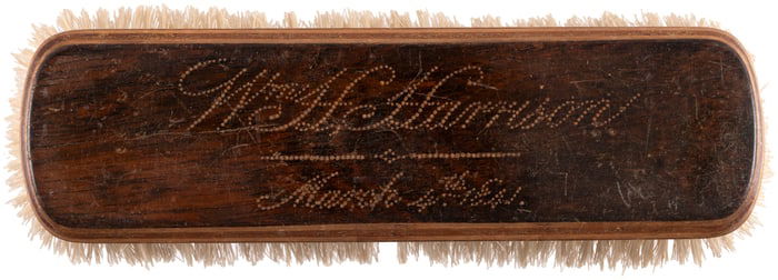 "W. H. HARRISON MARCH 4, 1841" RARE CLOTHING BRUSH.