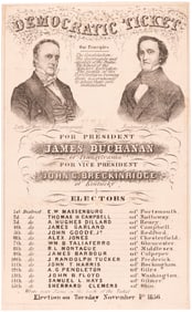 BUCHANAN & BRECKINRIDGE 1856 JUGATE VIRGINIA BALLOT.