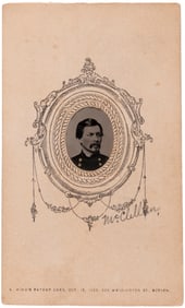 McCLELLAN PORTRAIT FERROTYPE MOUNTED IN CDV CARD.