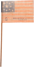 ABRAHAM LINCOLN "THE NATION MOURINS!" C.1865 BEARDED PORTRAIT FLAG.