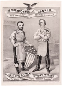 GRANT & WILSON STANDING JUGATE CURRIER & IVES 1872 CAMPAIGN PRINT.