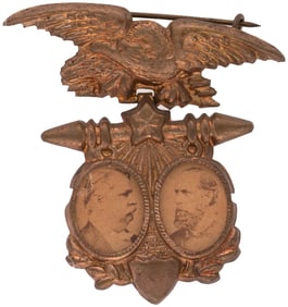 HANCOCK & ENGLISH 1880 BRASS SHELL ALBUMEN JUGATE BADGE.