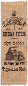 HARRISON: "YOUNG WHIGS VETERAN VOTERS 1836 1840 1876 & 1880" RIBBON.