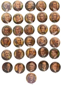 FINAL ISSUE PRESIDENTIAL BUTTON SET IN COLOR AND INCLUDING RARE FDR.