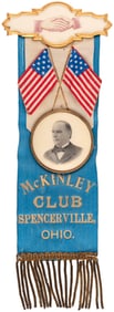 "McKINLEY CLUB SPENCERVILLE, OHIO" RARE PORTRAIT RIBBON BADGE.