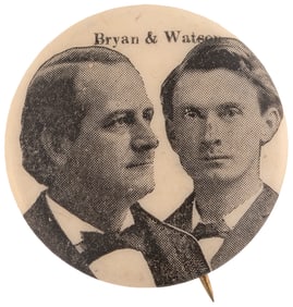 BRYAN & WATSON 1896 PEOPLE'S PARTY JUGATE BUTTON.