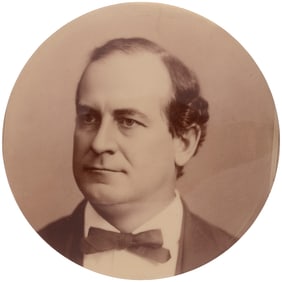 BRYAN LARGE & RARE 4.5" DIA. SEPIA TONED REAL PHOTO BUTTON.