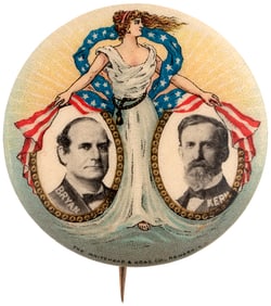 BRYAN & KERN 1908 STANDING LADY LIBERTY JUGATE BUTTON.