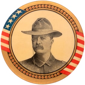 ROOSEVELT ROUGH RIDER 1900 VICE PRESIDENTIAL PORTRAIT BUTTON.