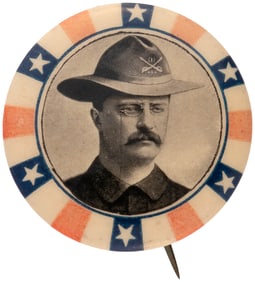 ROOSEVELT SCARCE ROUGH RIDER PORTRAIT BUTTON UNLISTED IN HAKE.