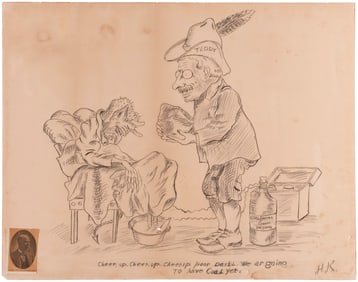 TEDDY ROOSEVELT & THE DEVIL "WE ARE GOING TO HAVE COAL YET" ORIGINAL CARTOON.
