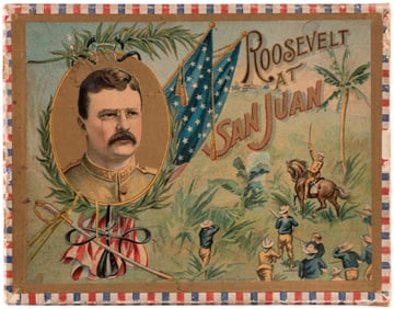 "ROOSEVELT AT SAN JUAN" CARD GAME IN HIGHLY GRAPHIC BOX.