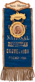 ROOSEVELT "NEW MEXICO" 1904 REPUBLICAN CONVENTION "DELEGATE" BADGE.
