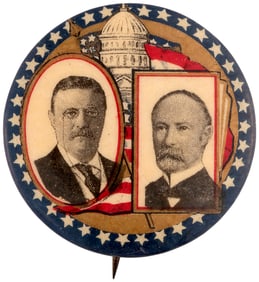 ROOSEVELT & FAIRBANKS CAPITOL DOME JUGATE BUTTON HAKE #39.
