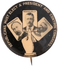 ROOSEVELT, FAIRBANKS, CASSEL HAND OF CARDS PA COATTAIL TRIGATE HAKE #183.