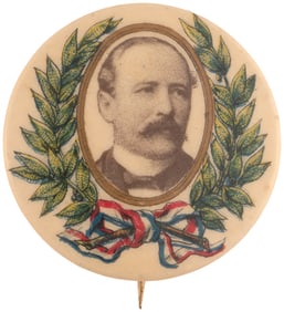 PARKER 1904 WREATH FRAMED PORTRAIT BUTTON HAKE #91.