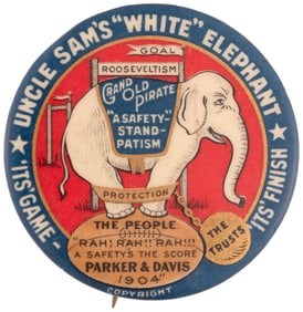 PARKER & DAVIS 1904 CLASSIC WHITE ELEPHANT BUTTON HAKE #112.