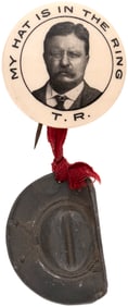 ROOSEVELT "MY HAT IS IN THE RING" 1912 PROGRESSIVE PARTY BUTTON HAKE #124.