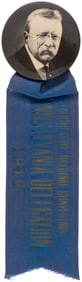 ROOSEVELT 1916 REAL PHOTO BUTTON W/"PROGRESSIVE NATIONAL CONVENTION" PENN. DELEGATION RIBBON.