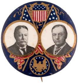 TAFT & SHERMAN PRESIDENTIAL SEAL JUGATE BUTTON HAKE #26.