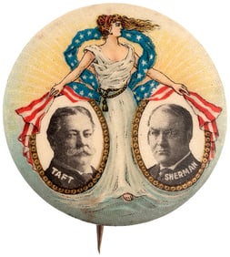 TAFT & SHERMAN LADY LIBERTY JUGATE BUTTON HAKE #3080.