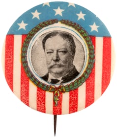 TAFT PARTRIOTIC WREATH FRAMED PORTRAIT BUTTON HAKE #54.