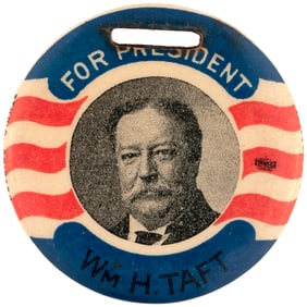 "FOR PRESIDENT Wm H TAFT" 1912 PATRIOTIC CELLO WATCH FOB.