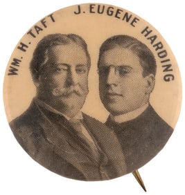 TAFT & J. EUGENE HARDING 1908 OHIO COATTAIL JUGATE BUTTON.